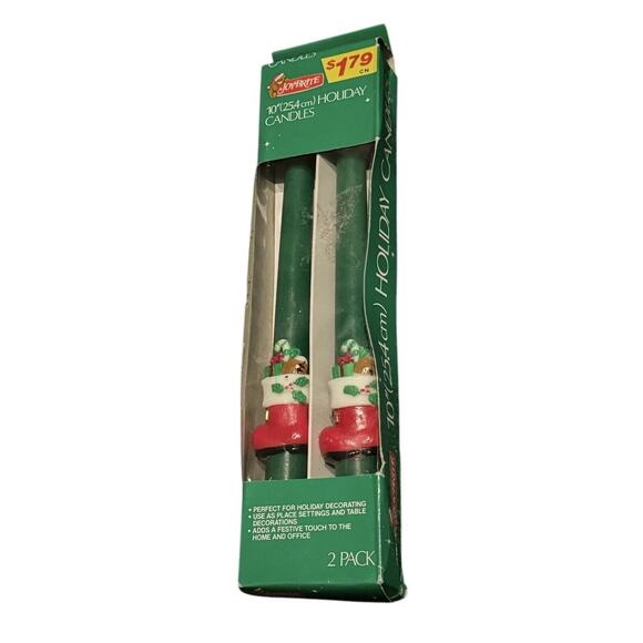 Christmas Holiday  Candles Santa Claus Boot Presents VTG 10" (2) NOS Joy Brite - Picture 1 of 7